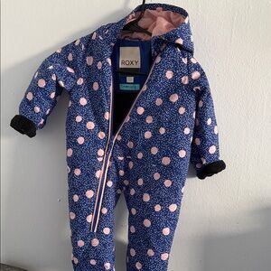 Roxy Kids Navy One-Piece with Pink Polka Dots